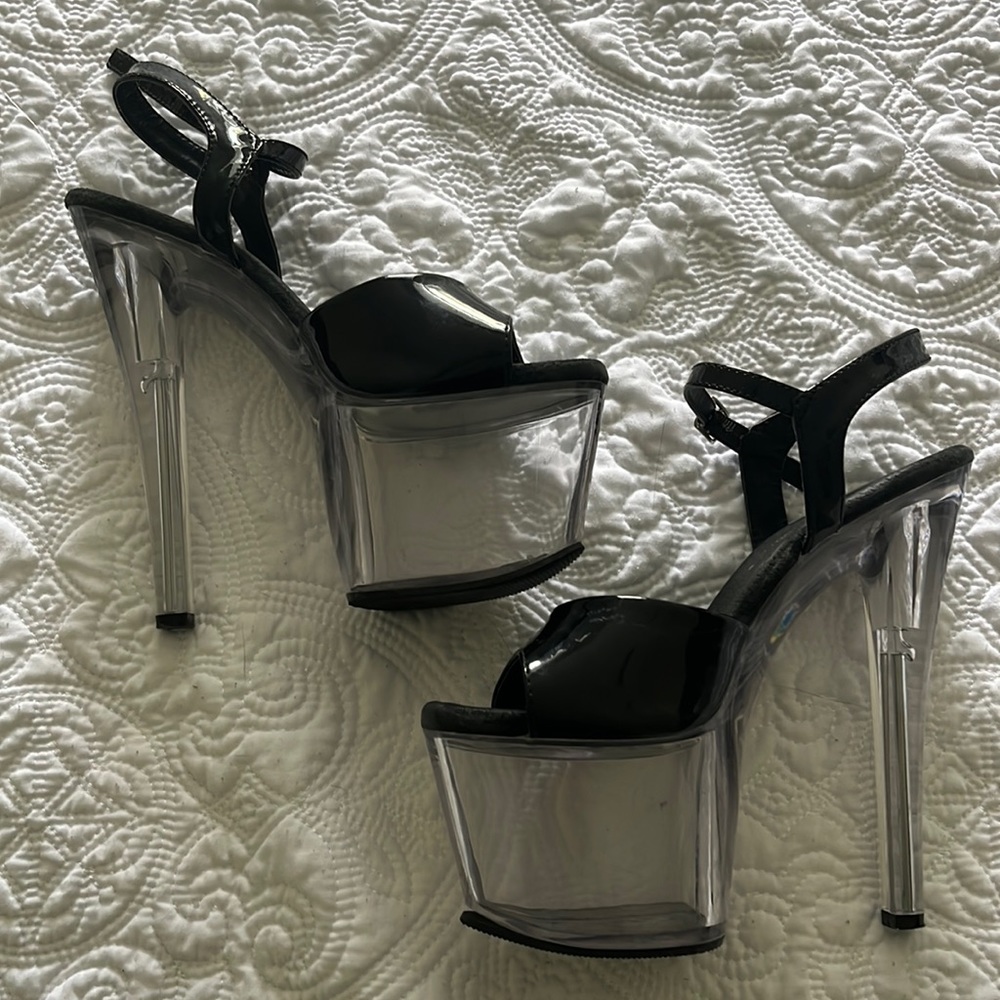 Clear bottomed pleaser heels